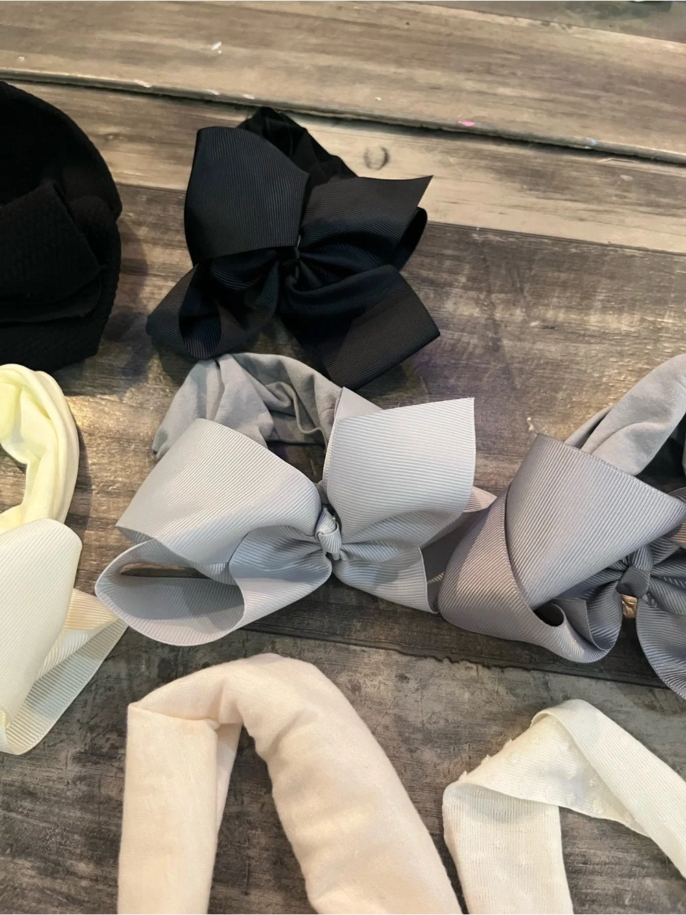 Girls Elastic Bow Headband Set - Neutral Colors